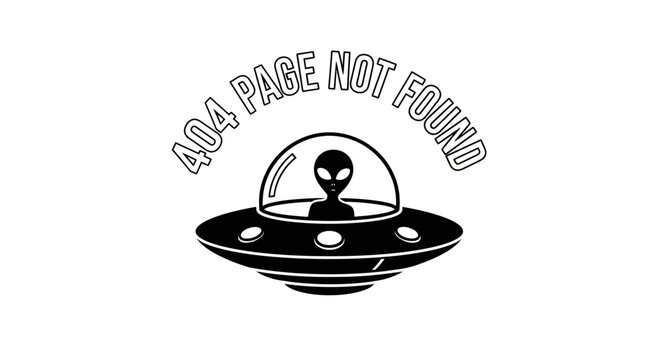 Alien UFO 404 Page Not Found Error Concept