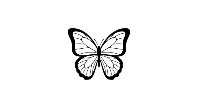 Black and White Butterfly Illustration - Simple Line Art
