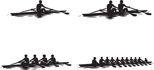 Rowing team silhouettes collection © Amina