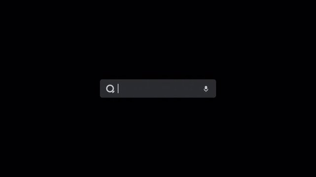 Dark grey translucent search bar overlay with minimalist icons and clean interface 4K UHD