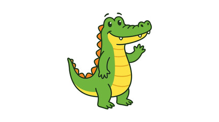 Obraz premium green crocodile or alligator character illustration in flat cartoon style