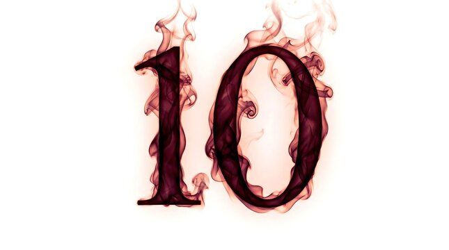 Dynamic Number Ten with Vibrant Smoke and Fire Texture