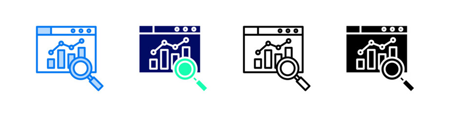 Fototapeta premium Analysis Multiple Style Icon Set Vector 