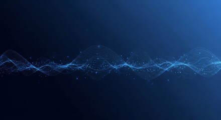 Futuristic oscillating wave pattern with glowing blue lines and dots