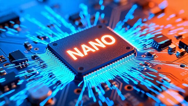 Closeup of a nano chip on circuit board
