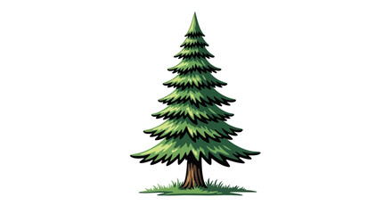 Vibrant pine tree standing tall in lush green landscape
