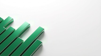 Obraz premium Green Bars Ascending on White Background Representing Growth.
