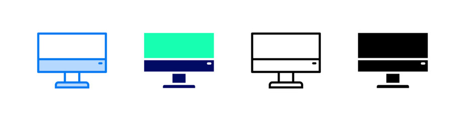 Computer Multiple Style Icon Set Vector 