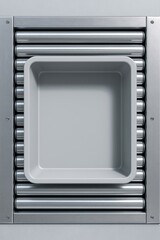 Plakat Industrial metal tray on rollers
