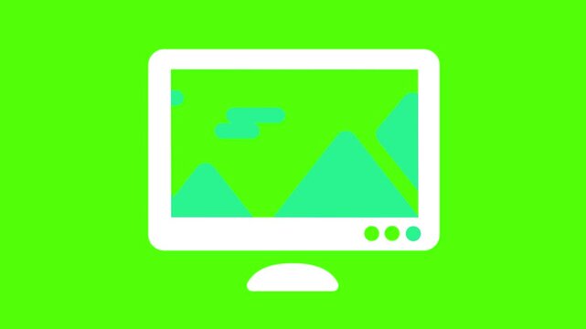 Tech Screen Icon: A minimalist icon of a computer monitor, with a vibrant green background, creating a sleek digital design, perfect for various tech-related concepts. 