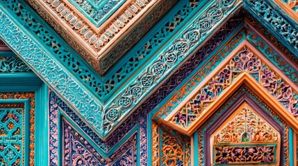 Intricate geometric patterns on colorful ceramic tiles