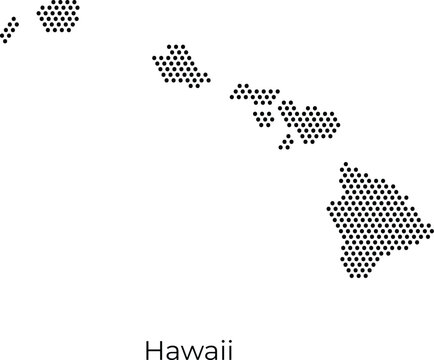 Dotted map of Hawaii - Black vector silhouette illustration. Perfect for professional travel infographics, tropical destination presentations, educational materials, and modern digital design projects