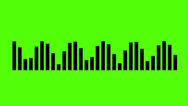 Dynamic Rhythm of Sound: A visual representation of sound waves, a series of vertical lines dance across a vivid green backdrop, embodying the pulse and frequency of audio energy. 