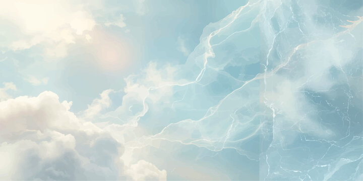 Bright blue sky with soft white fluffy clouds floating in a clear and beautiful daytime atmosphere