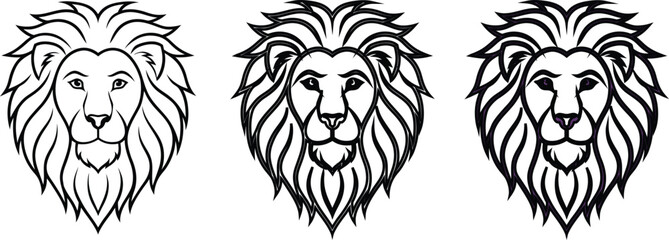 Fototapeta premium Three Lion Heads Graphic Icon Vector Illustration Simple Design
