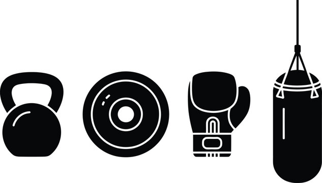 Set of 4 boxing fitness icons vector