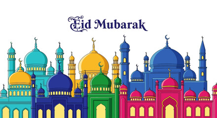 Fototapeta premium Colorful illustration of mosque architecture.