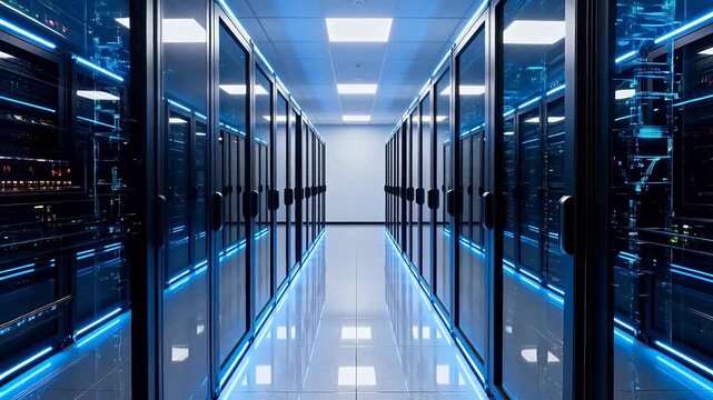 server room with blue lights