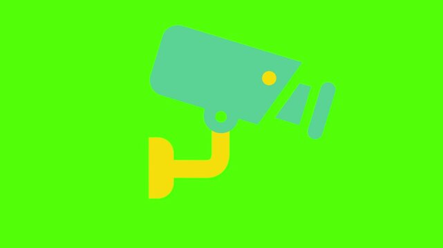 Security Surveillance Icon on Green: A simple, modern security camera icon against a vibrant green backdrop, symbolizing vigilance and safety. 