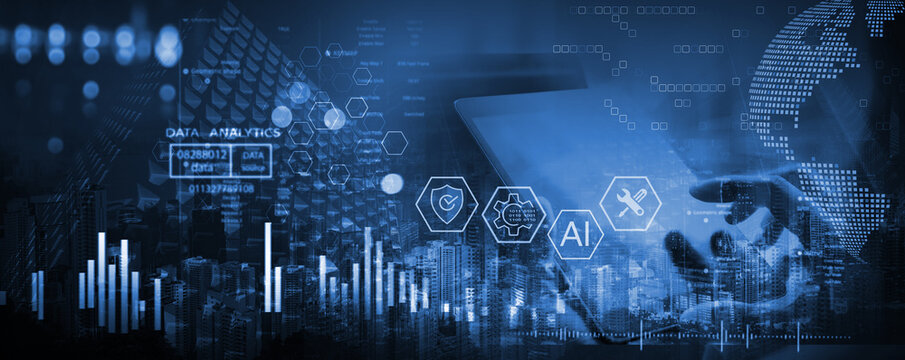 IT support, customer service concept. Computer engineer, technician coding on laptop computer connection with big data storage as backgrounds, digital technology, database, data management