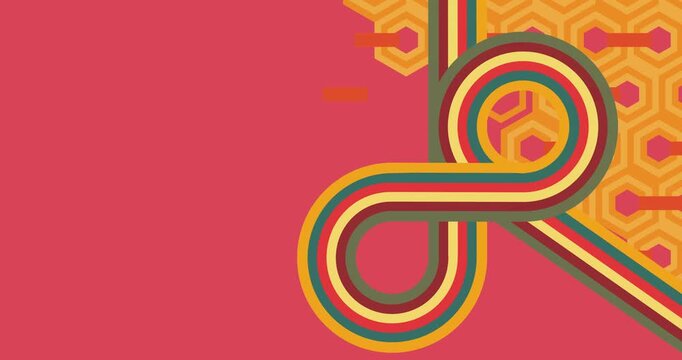 Retro 70s Background animation with Groovy 1970s art video. Minimalistic Vintage design, old-fashioned color artwork.