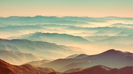 Obraz premium Distant mountains obscured by atmospheric haze and smog