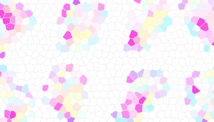 Delicate abstract mosaic bokeh background pastel pink purple blue yellow confetti hexagons scattered on soft white modern feminine digital texture backdrop