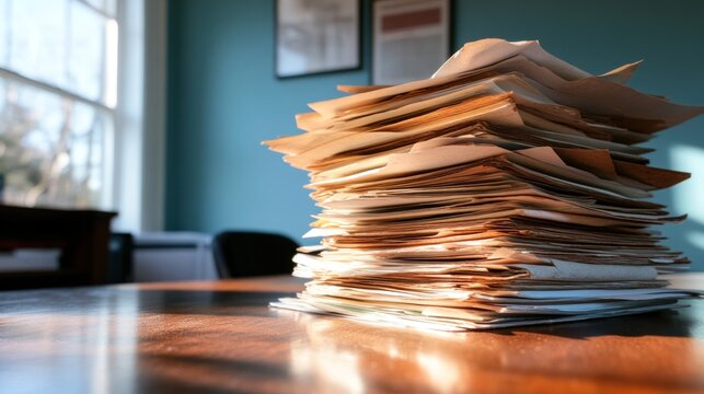 Stack of papers on desk