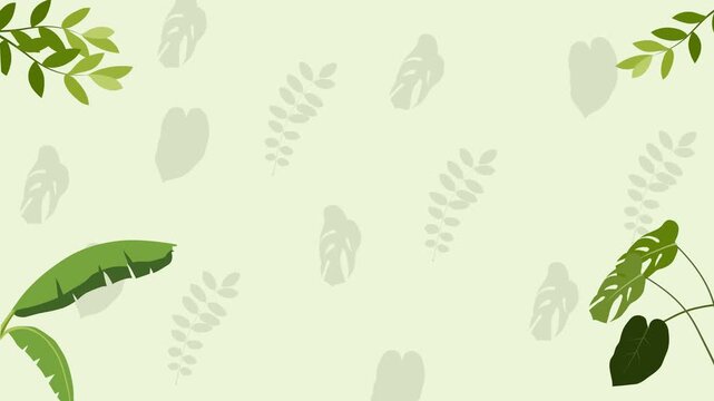 A simple animation of swaying leaves on a green background. Perfect for presentation backgrounds and the like.