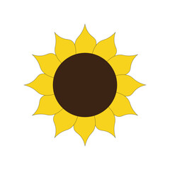 Vector sunflower icon, yellow and brown