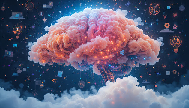 Abstract Colorful Brain Visualization &ndash; Creativity and Artificial Intelligence Concept