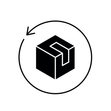 icon back in demand with package box and circular return arrow, isolated against a clean background.