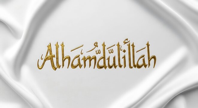 Golden Alhamdulillah Calligraphy on White Background