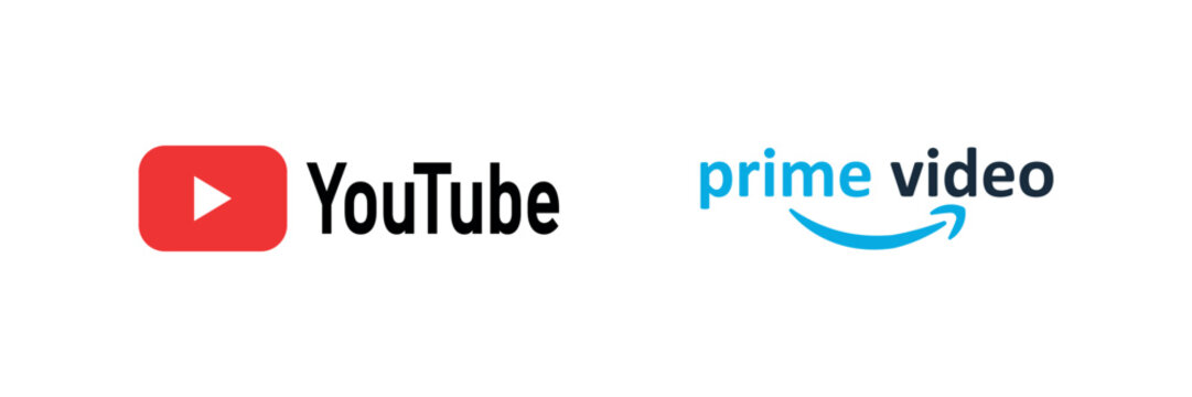 YouTube and Amazon Prime Video Streaming Platform Logo Vector