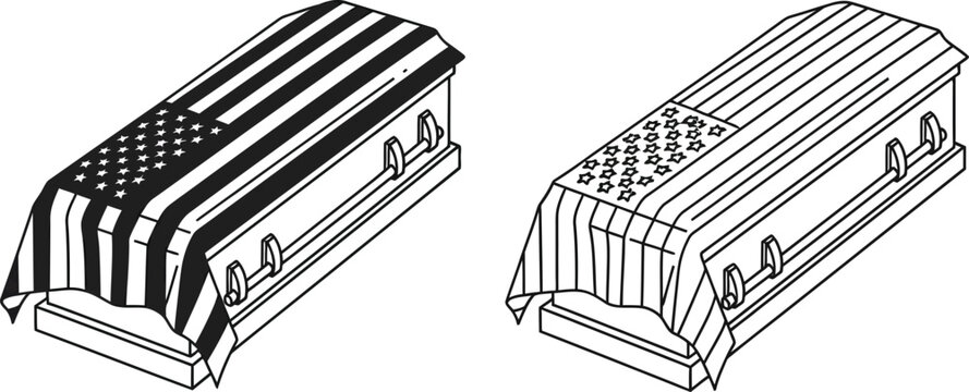 American flag coffins patriotic funeral Vector