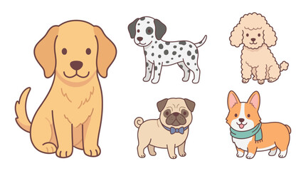Obraz premium Cute puppy dog vector set