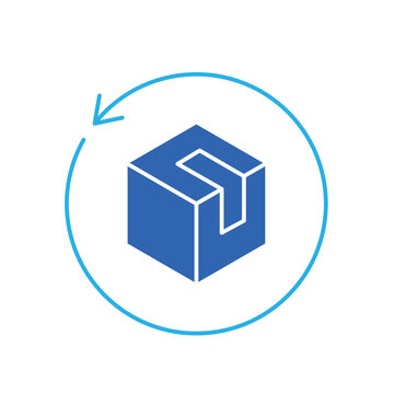 icon back in demand with package box and circular return arrow, isolated against a clean background.