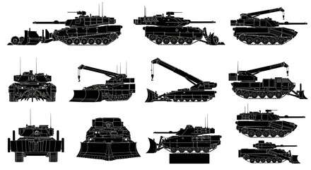 Obraz premium Armored Engineering Vehicle Technical Illustration
