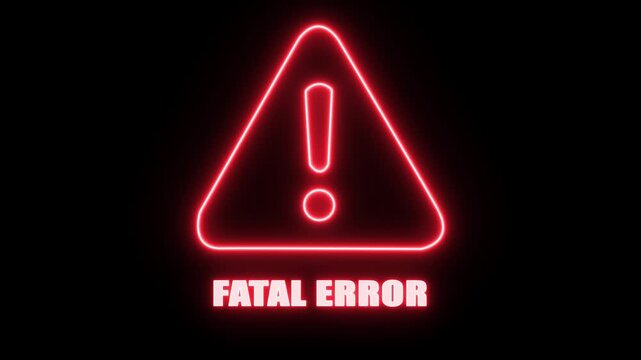 Warning Symbol Flashing Red Neon Alert for Fatal Error Notification