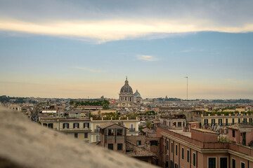 Fototapeta premium Panoramic View of Rome from the Terrace of Trinità dei Monti Church at Sunset - Rome, Italy