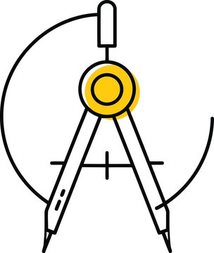 A drawing of a compass with a pencil and a circle