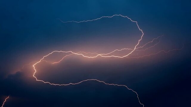 Lightning Strike in Dark Cloudy Sky.