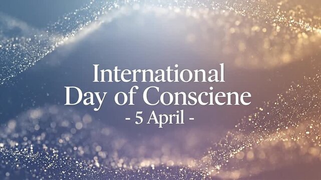 International Day of Conscience 5 April Animated Background with Shimmering Particles.