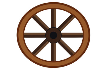 Obraz premium A minimalist vector illustration of a wooden wagon wheel on a white background