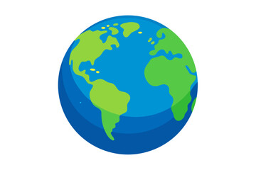 Fototapeta premium A colorful vector illustration of the Earth with green continents and blue oceans
