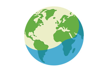 Obraz premium A colorful vector illustration of the Earth with green land and blue ocean