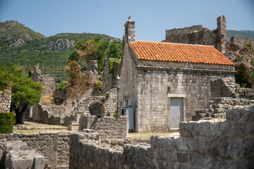 Obraz premium Reconstructed church in the ruins of Fortress Bar, in Stari Bar, Montenegro