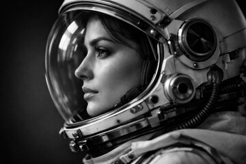 Fototapeta premium Focused astronaut in space helmet