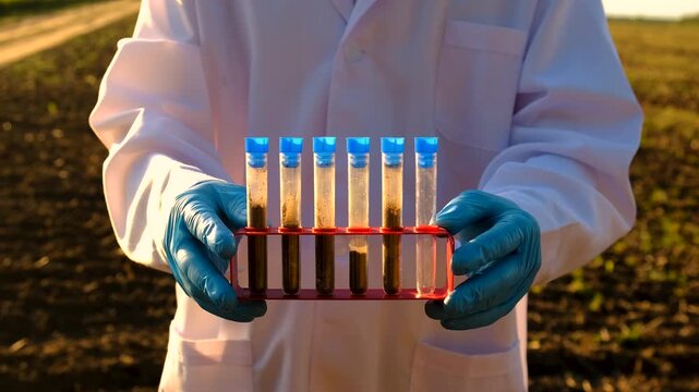 Field soil samples for analysis. Selective focus.