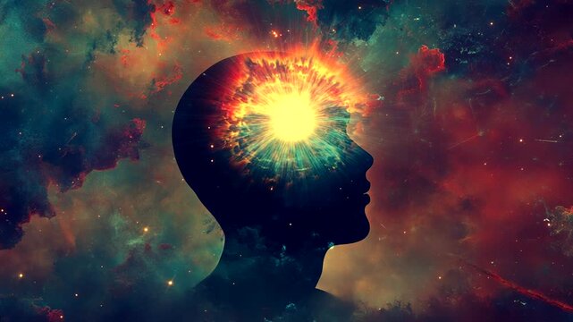 Cosmic Mind Explosion in Colorful Galaxy Scene